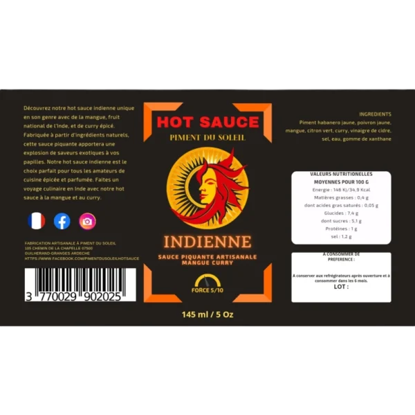 Etiquette de la sauce Indienne