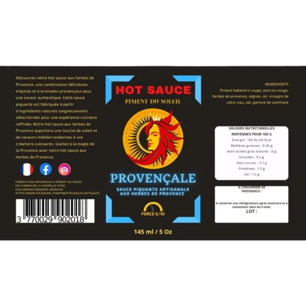 Etiquette de la sauce Provençale