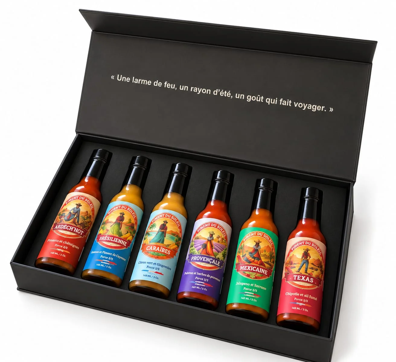 Coffret Luxe Piment du Soleil : 6 sauces aux choix